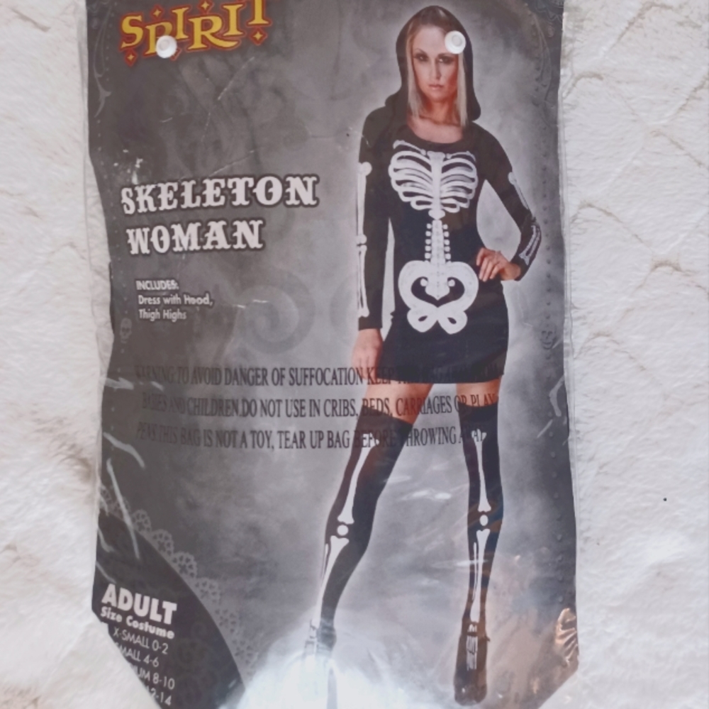 Skeleton Woman Adult Costume Womens Med 8-10